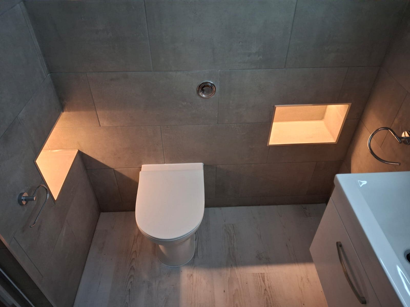 First-fix bathroom plumbing during an installation by HOC Home Improvements in Caterham